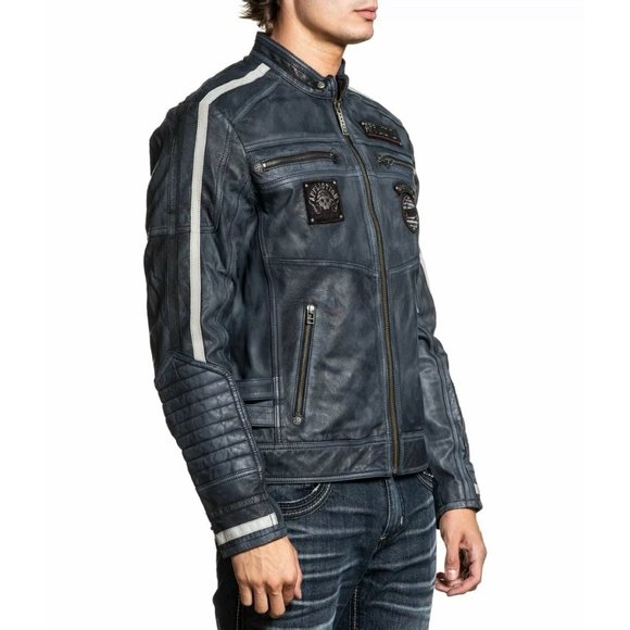 AFFLICTION Men's Jacket VELOCITY LEATHER JACKET - Picture 9 of 12